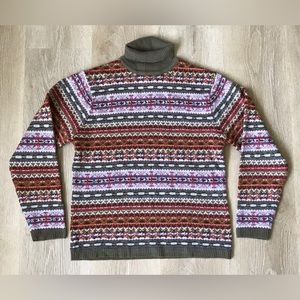 Hannah Multi-Colored/Patterned Turtleneck Sweater Size (L) Large